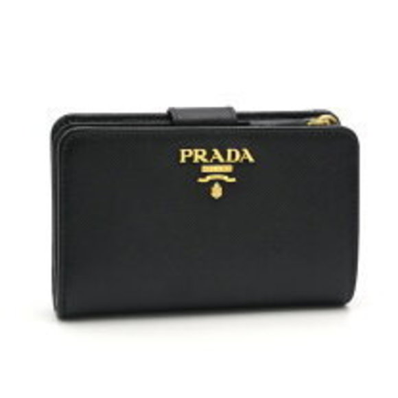 Prada Wallet Saffiano Leather Black Folding Card - Picture 1 of 4